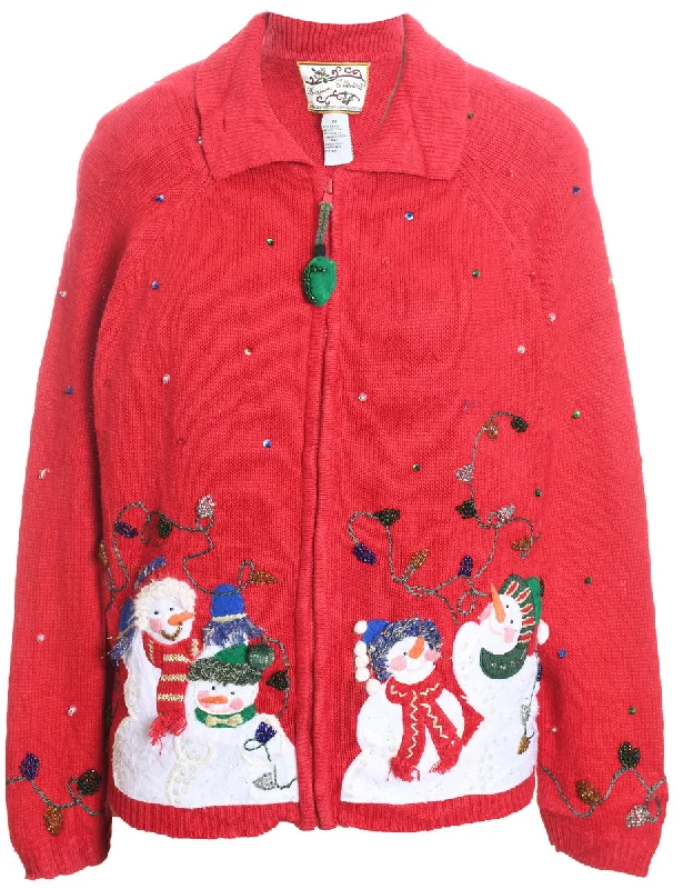 Weekend Offers That Amaze Snowman Christmas Cardigan - M