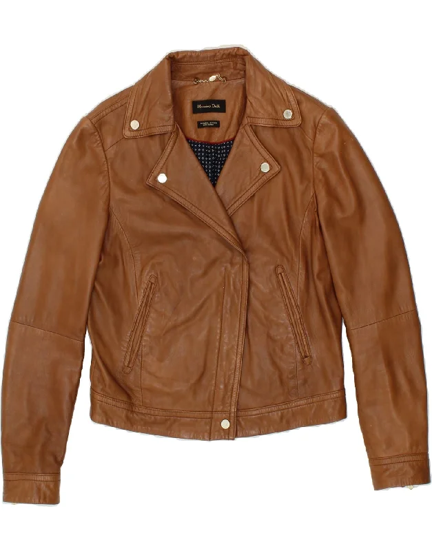 Weekend Bargains to Sizzle MASSIMO DUTTI Womens Crop Leather Jacket UK 14 Medium Brown Leather Weekend Bargains to Sizzle MASSIMO DUTTI Womens Crop Leather Jacket UK 14 Medium Brown Leather