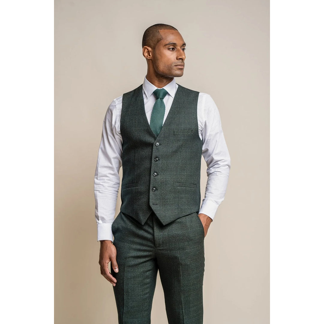 Weekend Offers That Sizzle Caridi - Men's Olive Green Tweed Waistcoat