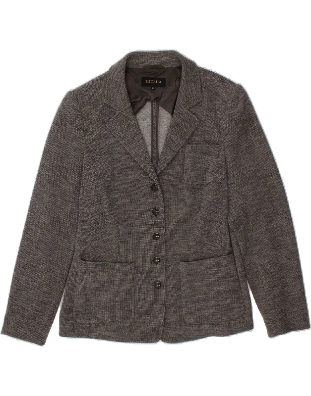 Unmissable Offer ESCADA Womens 5 Button Blazer Jacket IT 42 Medium Grey Lambswool