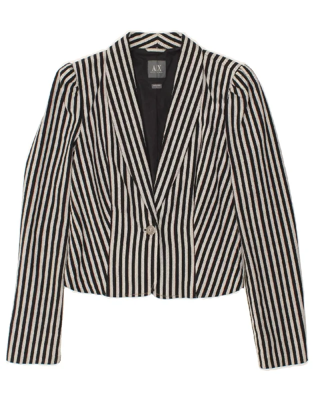 Today's Deal ARMANI EXCHANGE Womens Crop 1 Button Blazer Jacket UK 10 Small Black
