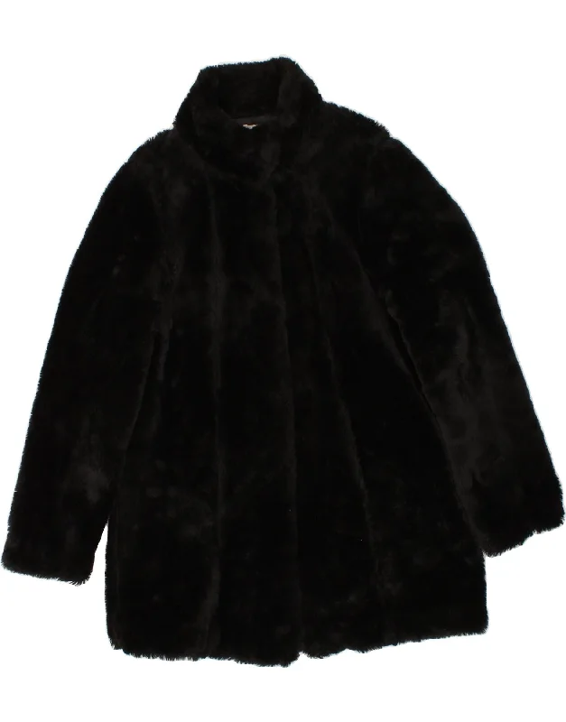 Weekend Deals That Spark CAMAIEU Womens Faux Fur Overcoat UK 14 Medium Black Polyester