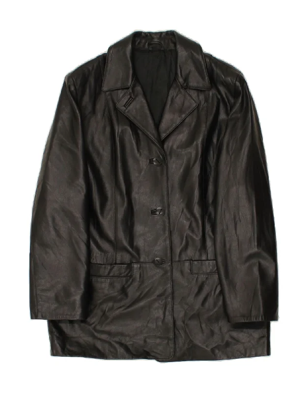 Weekend Savings Extravaganza VINTAGE Womens Leather Coat IT 44 Medium Black Leather