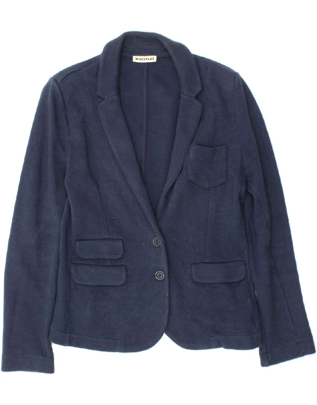Weekend Bargains to Indulge In WHISTLES Womens 2 Button Blazer Jacket EU 40 Medium Navy Blue Cotton