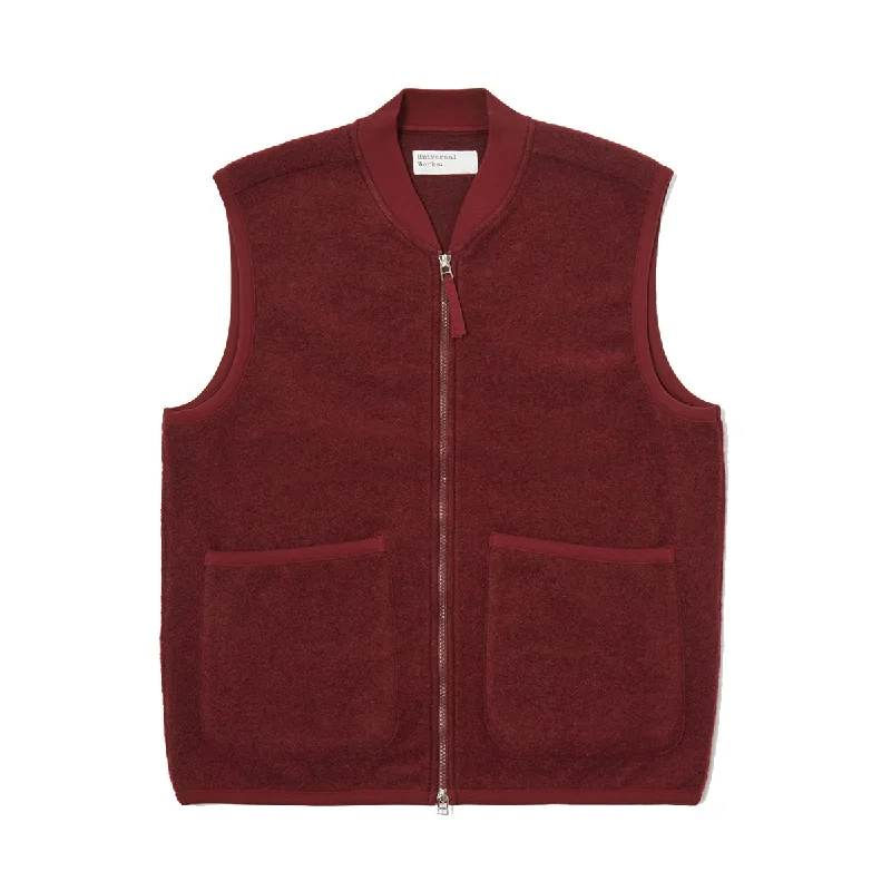 Don't Delay Zip Waistcoat - Deep Red Wool Fleece