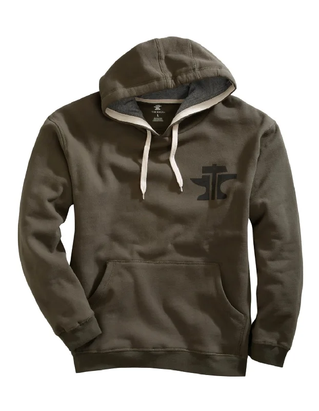 Weekend Discounts to Indulge In Tin Haul Mens Military Green Cotton Blend Anvil Logo Hoodie
