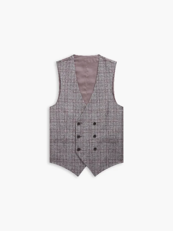 Weekend Discounts to Grab Highgrove Woven in Italy Slim Fit Grey Check Waistcoat