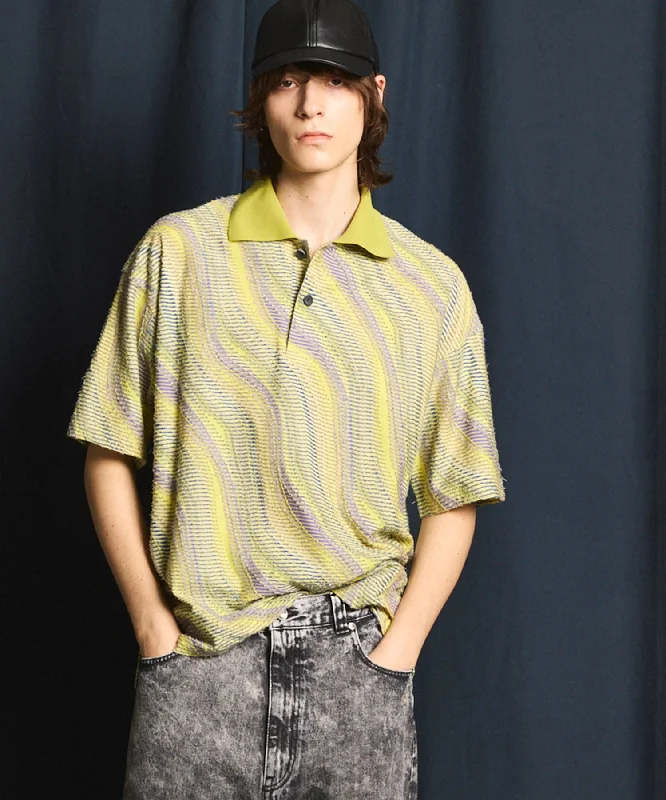 Weekend Savings Bonanza Wave Back Cut Jacquard Prime-Over Short Sleeve Polo Shirt