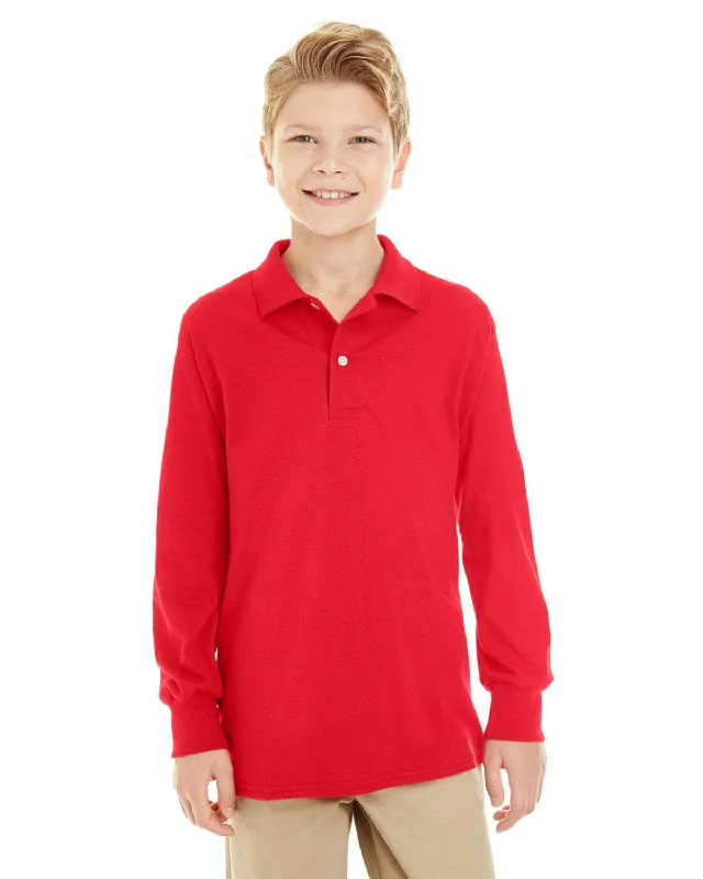 Weekend Offers That Dazzle Jerzees Youth Long Sleeve Polo Shirt | True Red