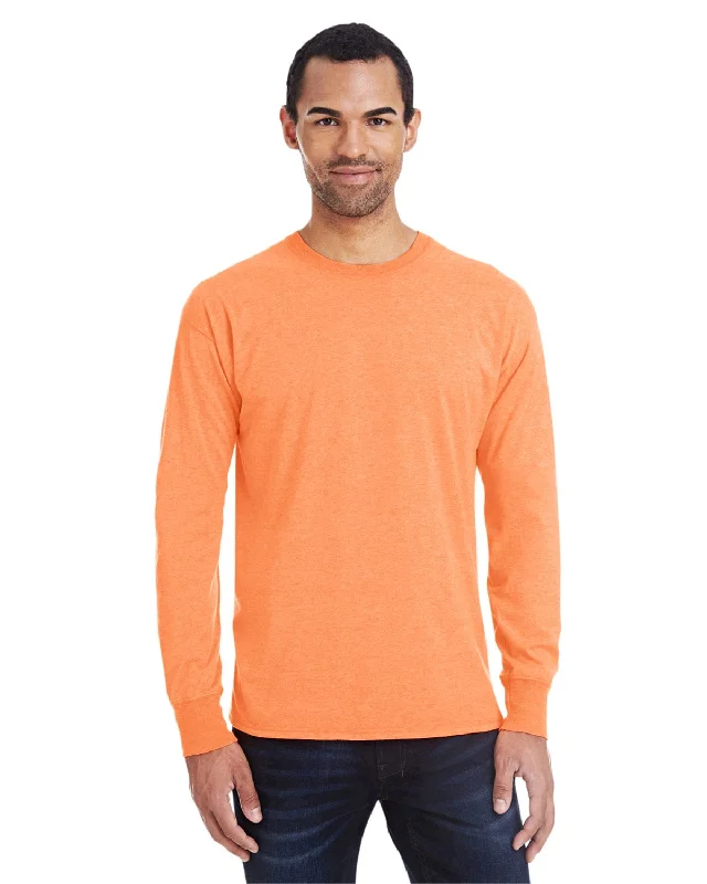 Weekend Deals That Impress Hanes Mens X-Temp Long Sleeve T-Shirt | Neon Orange Hthr