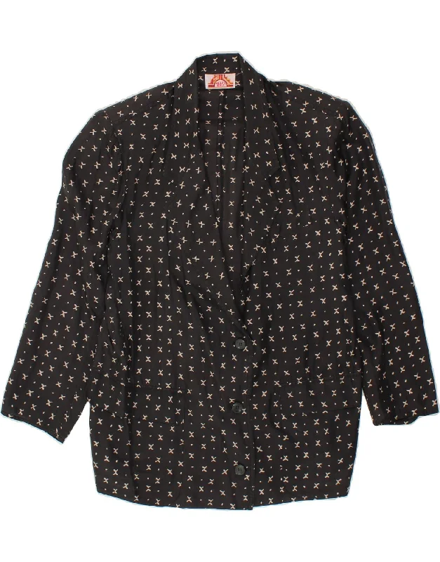 Shop the Weekend Away VINTAGE Womens Abstract Pattern 3 Button Blazer Jacket UK 14 Medium Black Shop the Weekend Away VINTAGE Womens Abstract Pattern 3 Button Blazer Jacket UK 14 Medium Black