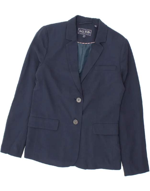 Weekend Bargains to Grab JACK WILLS Womens 2 Button Blazer Jacket UK 10 Small Navy Blue Polyester