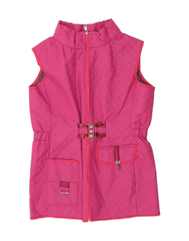 Great Deal VINTAGE Womens Quilted Gilet UK 12 Medium Pink