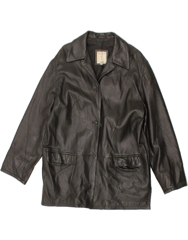 Special Price CONBIPEL Womens Leather Coat IT 44 Medium Black Leather
