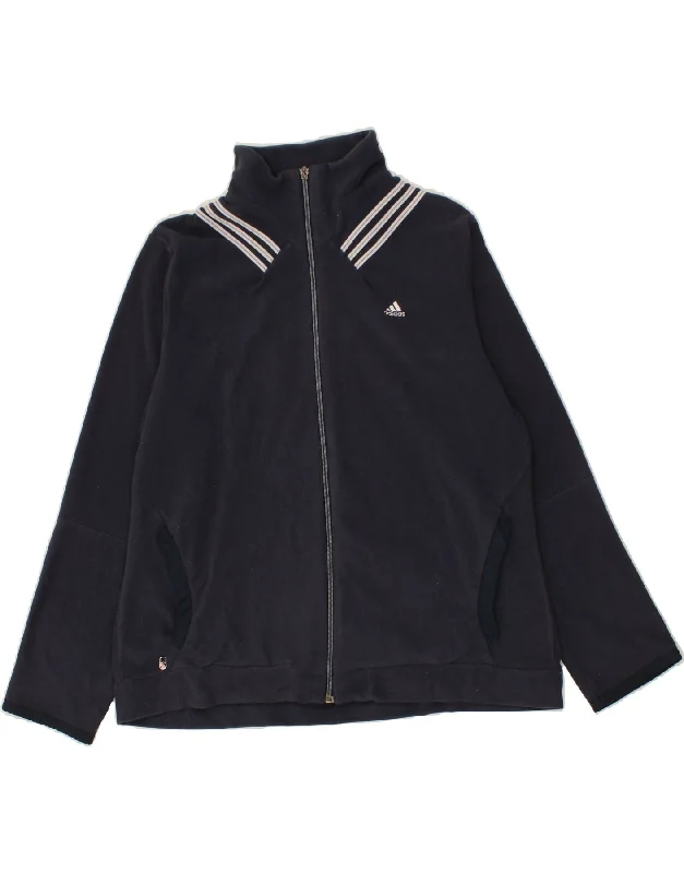Instant Deal ADIDAS Womens Fleece Jacket UK 22 3XL Navy Blue Polyester