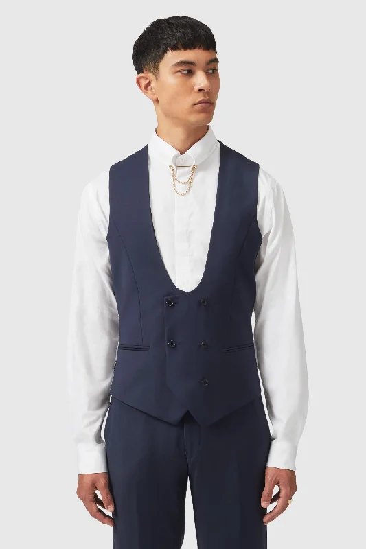 Steal Deal Ellroy Skinny Fit New Navy Waistcoat
