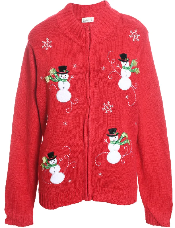 Weekend Discounts Worth Grabbing Snowman Christmas Cardigan - L