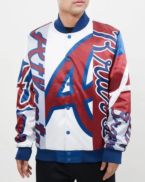 Lowest Rates MLB ATLANTA BRAVES MASHUP MEN'S SATIN JACKET (MIDNIGHT NAVY)