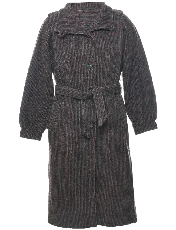 Weekend Savings Sensation Single Breasted Striped Wool Coat - M