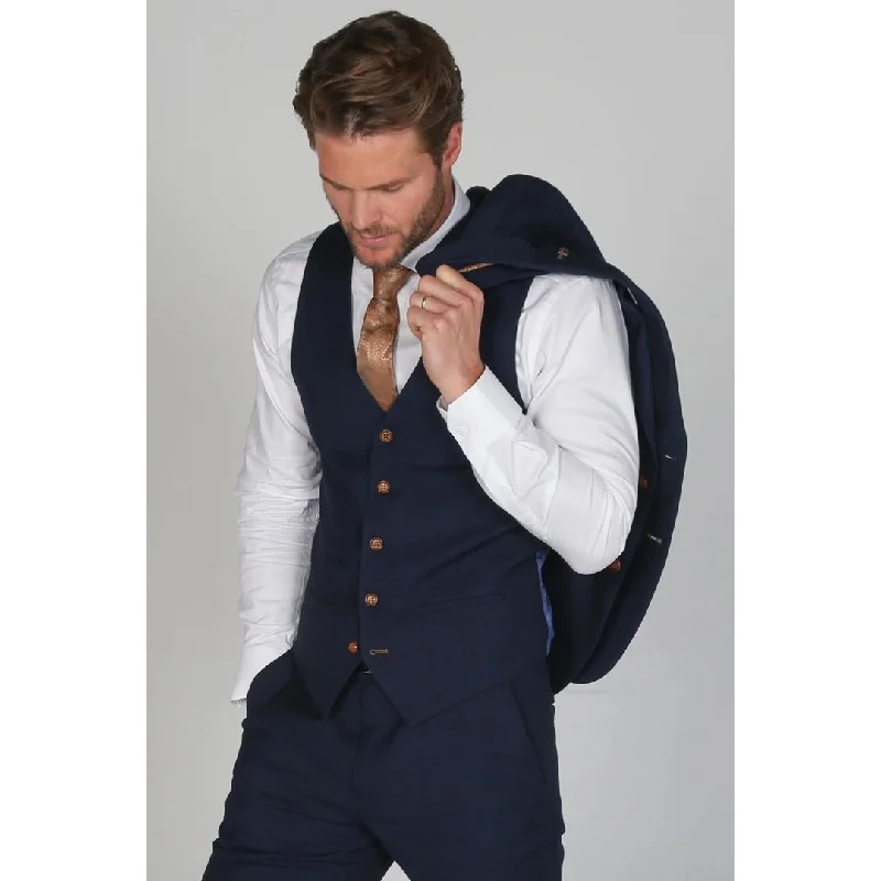 Amazing Value Mayfair- Men's Plain Navy Waistcoat