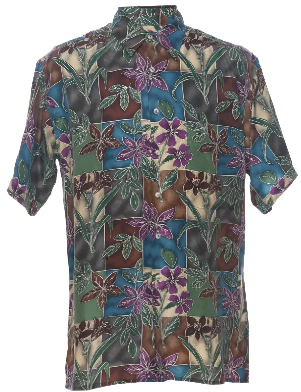 Reduced Rates Silk Floral Hawaiian Shirt - M
