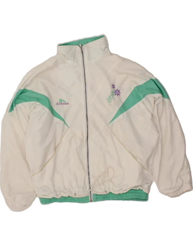 Today Only KRONOS Womens Graphic Bomber Jacket UK 16 Large White Colourblock