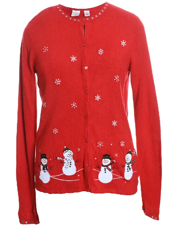 Weekend Discounts to Celebrate Snowman Christmas Cardigan - M