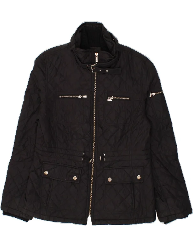 Price Slash MICHAEL KORS Womens Quilted Jacket UK 14 Medium Black Nylon