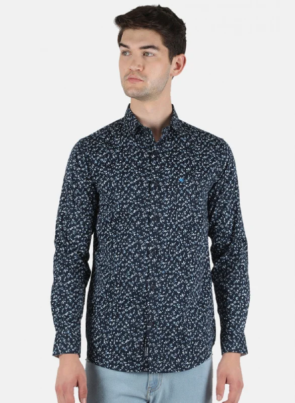 Steals and Deals Men NAvy Blue Printed Shirt