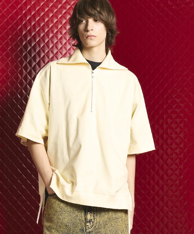 Weekend Offers That Shine Heavy-Weight Cotton Prime-Over Sailor Collar Half Zip T-Shirts