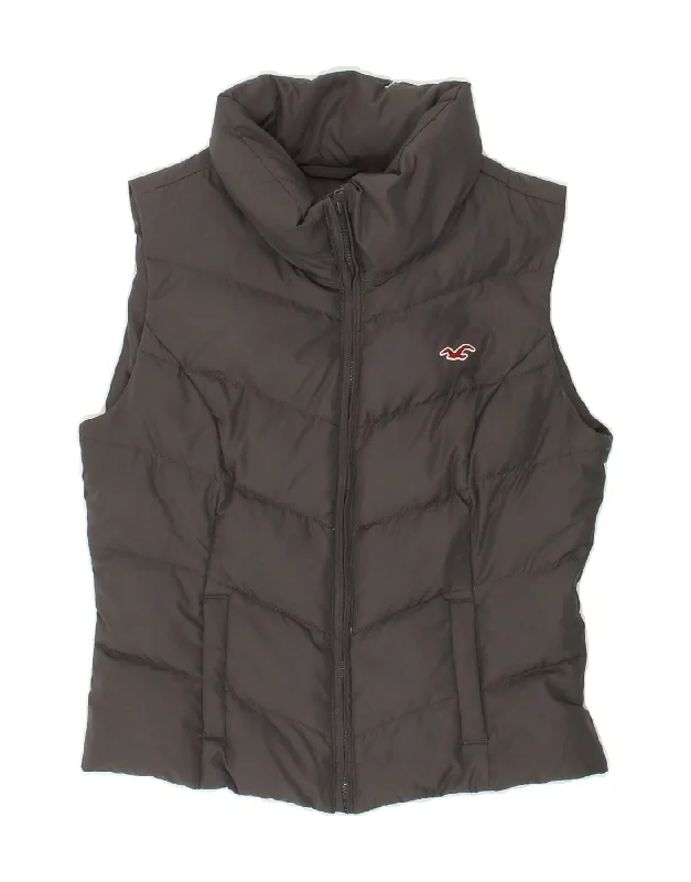 Value Pack HOLLISTER Womens Padded Gilet UK 14 Large Grey Polyester