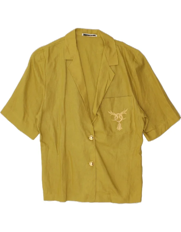 Weekend Discounts to Enjoy VINTAGE Womens Short Sleeve 2 Button Blazer Jacket UK 10 Small Yellow Weekend Discounts to Enjoy VINTAGE Womens Short Sleeve 2 Button Blazer Jacket UK 10 Small Yellow