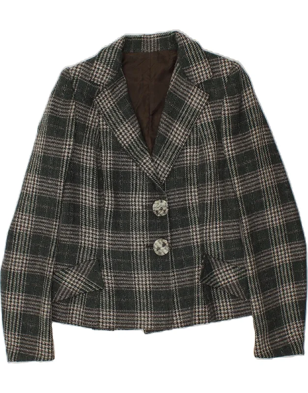 Can't Resist VINTAGE Womens 2 Button Blazer Jacket UK 14 Medium Green Houndstooth