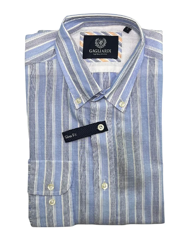 Price Drop Blue Bold Stripe Jacquard Shirt
