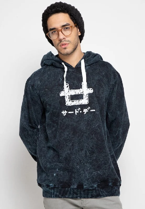 Unbeatable Deal Third Day MO163 wash hoodies logo sketch navy