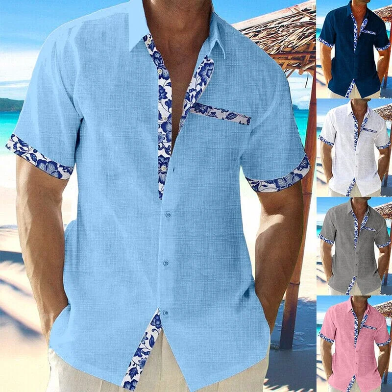 Weekend Shopping Bliss Men Casual Shirt Button Down Short Sleeve