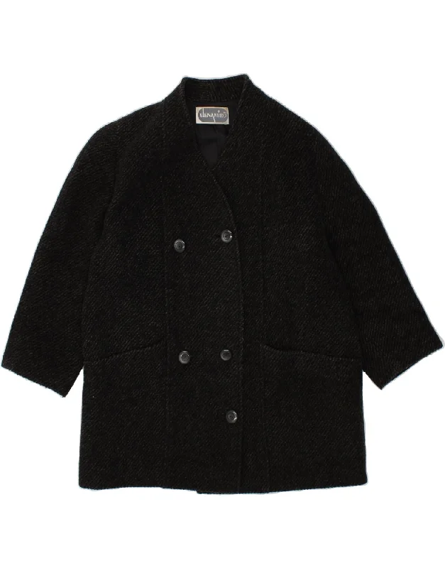 Act Now ELENA MIRO Womens Double Breasted Coat UK 18 XL Black Wool