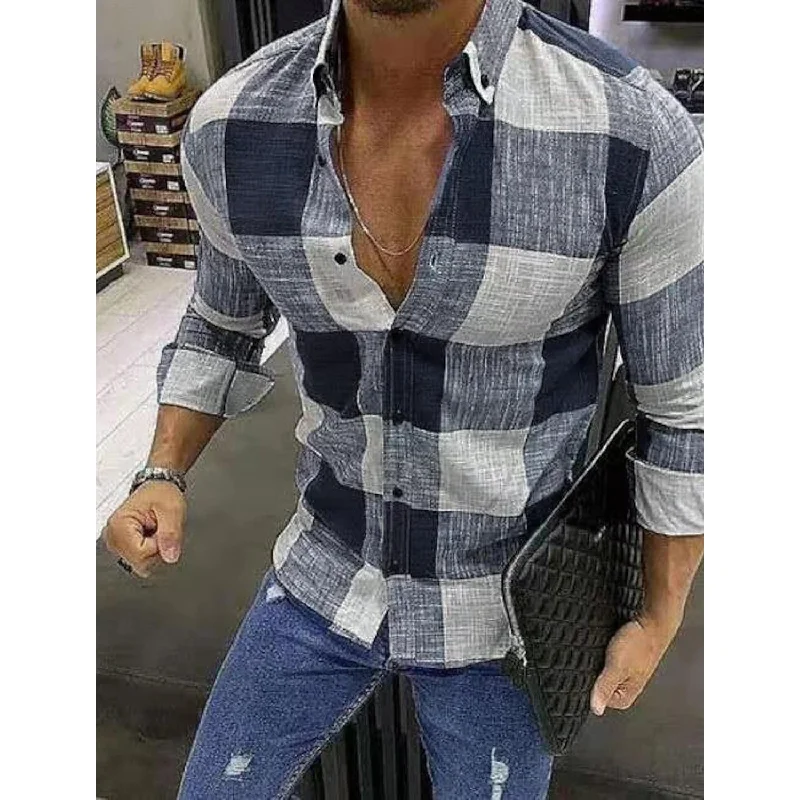 Super Savings Men's Shirt Bishop Sleeve Collar Shirt