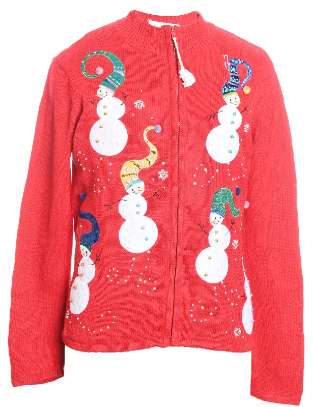 Weekend Discounts to Indulge In Snowman Christmas Cardigan - M