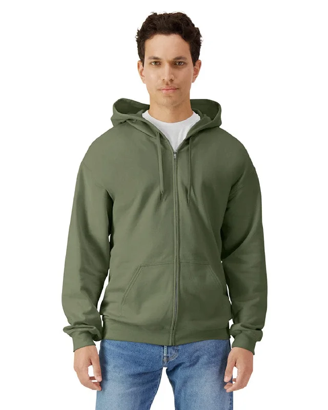 Act Now Gildan Softstyle Fleece Full-Zip Hooded Sweatshirt | Military Green