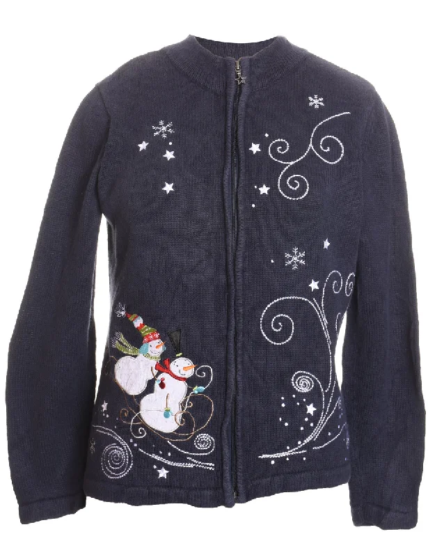 Weekend Discounts to Snag Snowman Christmas Cardigan - M