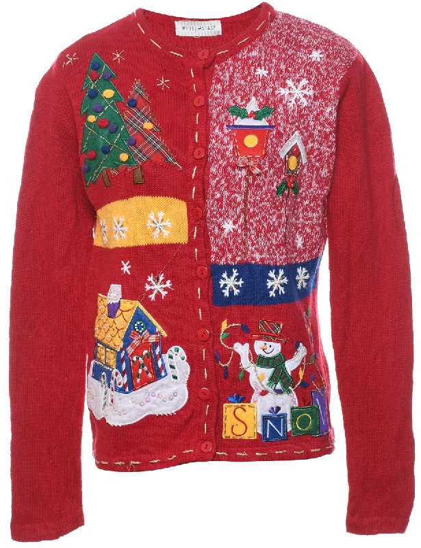 Weekend Savings Galore Snowman Christmas Cardigan - M