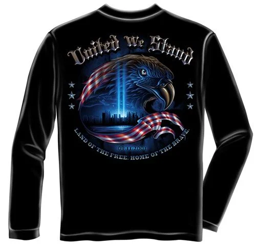 Flash Sale Men's Long Sleeve Patriotic T-shirt 9-11 Commemorative United We Stand