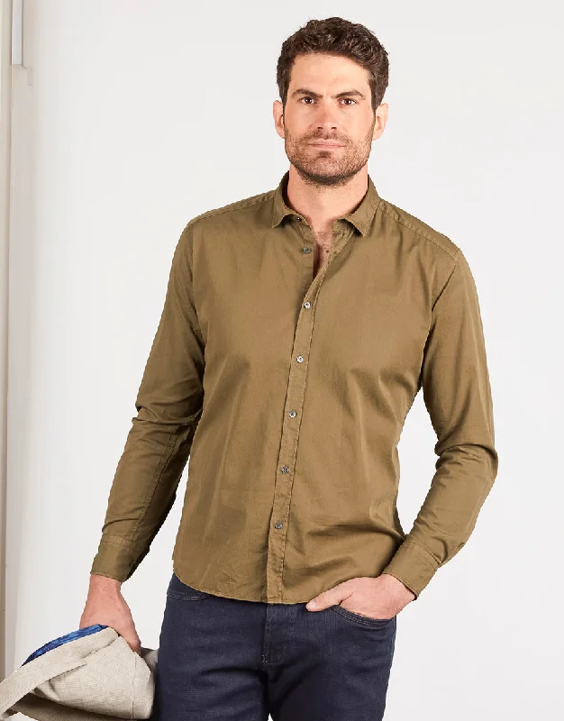 Deep Savings Alfred Olive Twill Shirt