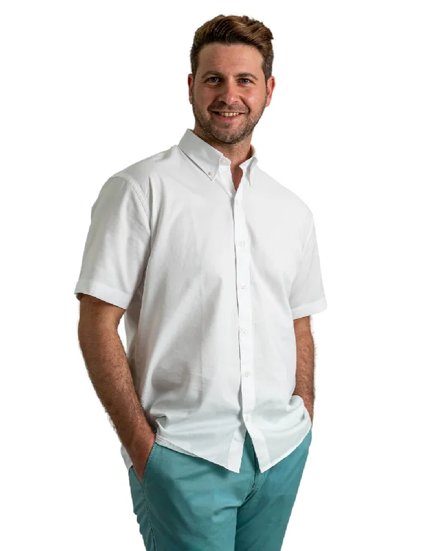 Weekend Offers That Sizzle White Cotton Oxford Short Sleeve Shirt