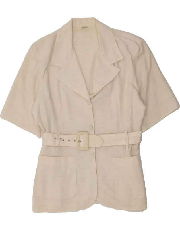 Weekend Specials to Celebrate VINTAGE Womens Short Sleeve 2 Button Blazer Jacket UK 18 XL Beige Flecked