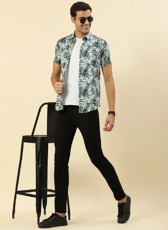 Special Buy Men Green Printed Shirt