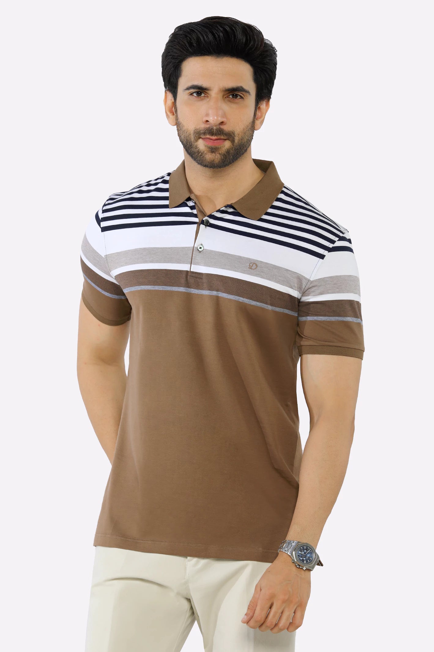 Sale Alert Brown Yarn Dyed Polo