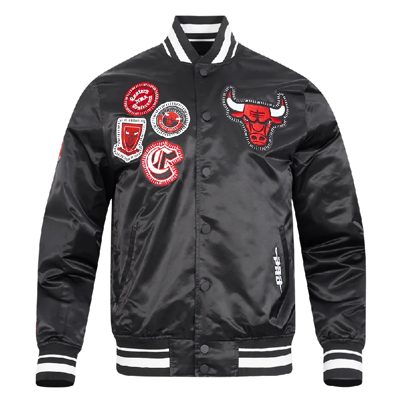 Overstock Clearance NBA CHICAGO BULLS DIY PICK STITCH MEN'S RIB SATIN JACKET (BLACK) Overstock Clearance NBA CHICAGO BULLS DIY PICK STITCH MEN'S RIB SATIN JACKET (BLACK)