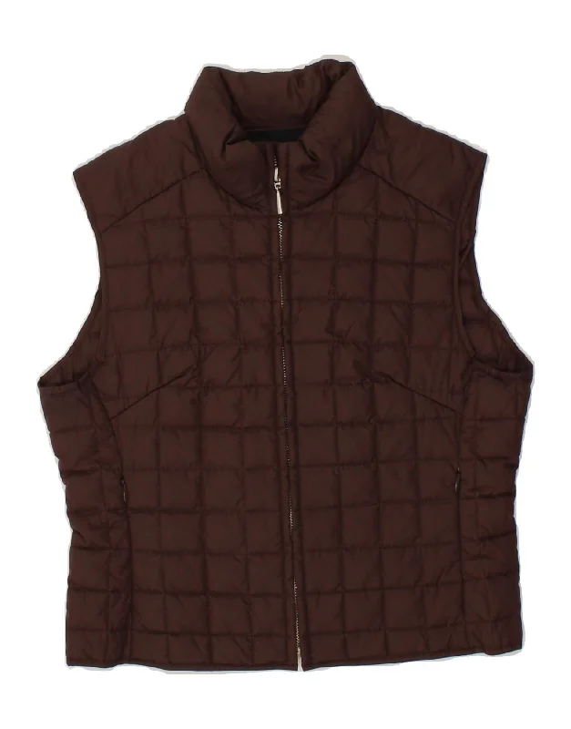 Mega Sale BEST COMPANY Womens Crop Quilted Gilet IT 42 Medium Brown Nylon